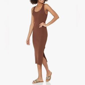 Sleeveless Brown Midi Dress